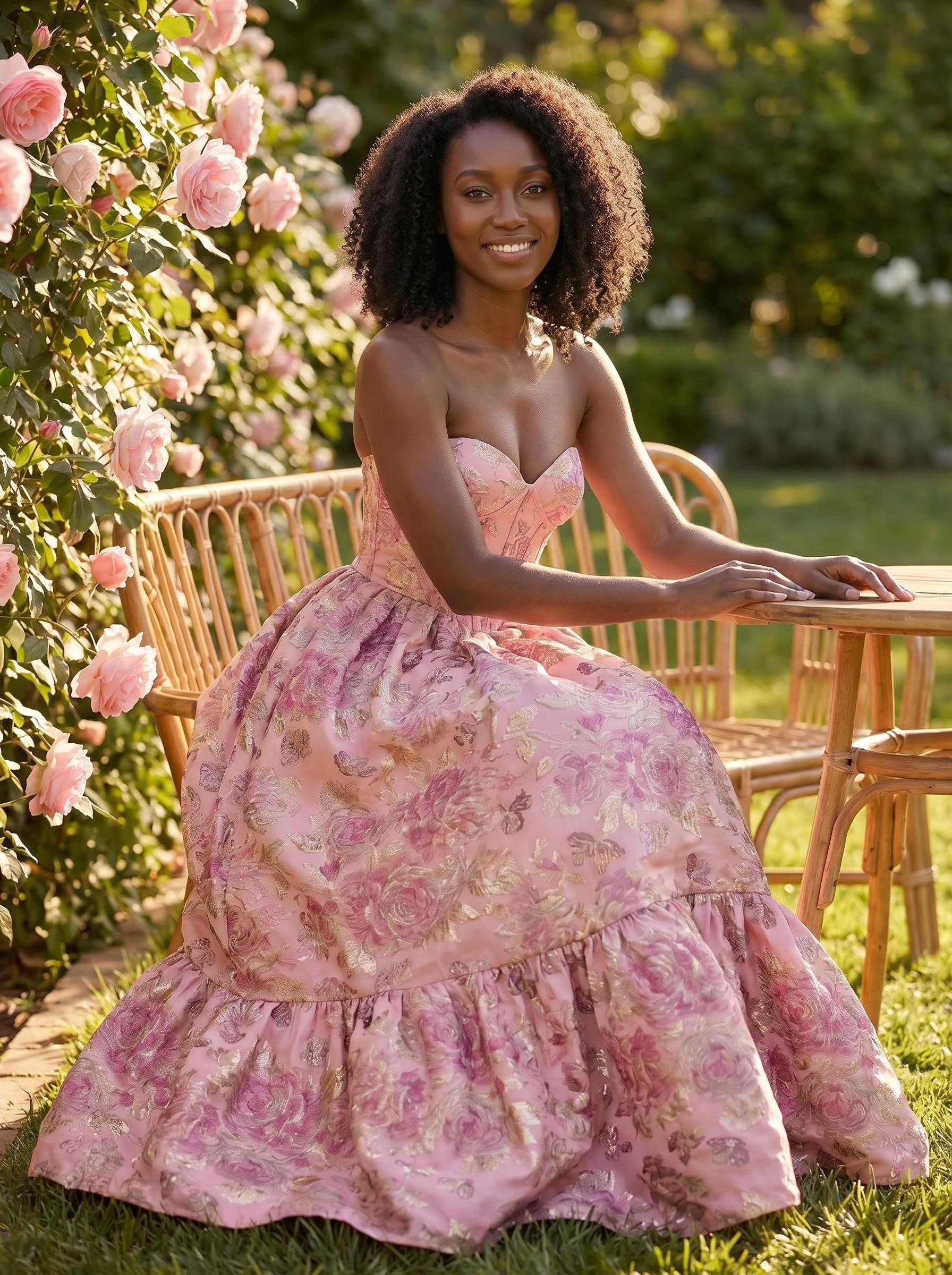 Blush Tiered Garden Gown for tall women